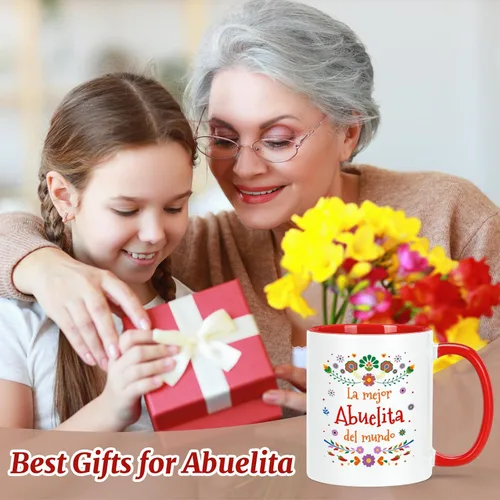 Vista 4 de YHRJWN Taza de café Abuela La Mejor Abuelita Del Mundo, regalo para la abuela en español para el día de la madre, cumpleaños, Navidad, regalo