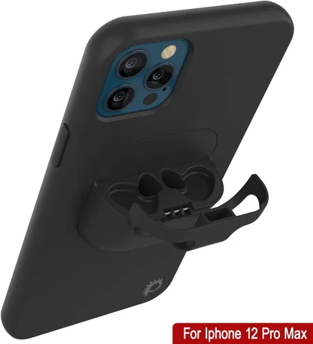 Vista 5 de PunkCase Funda para iPhone 12 Pro Max (serie CenterPods) Funda delgada y duradera 2 en 1 para iPhone 12 Pro Max (6.7 pulgadas) Protege tu Negro
