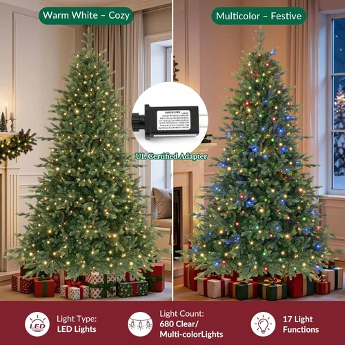 Vista 4 de SHareconn Árbol de Navidad artificial preiluminado de 4 pies con luces de Árbol preiluminado con 17 modos de luz, blanco cálido y luces