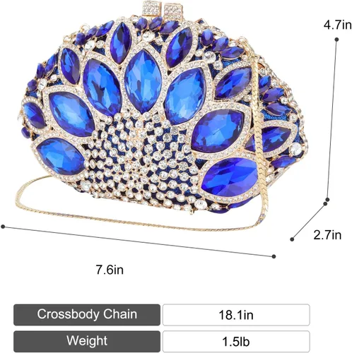 Vista 5 de Evevictor Bolso de mano, bolso de noche, bolsa de dinero pequeña con diamantes de imitación para cóctel, graduación, boda, fecha