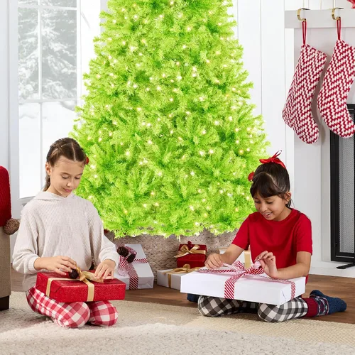 Vista 99 de Best Choice Products Árbol de Navidad azul bebé preiluminado de 6 pies, decoración navideña artificial completa con 947 puntas de rama, 250 luces