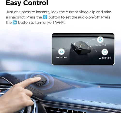 Vista 3 de VIOFO BTR200 Control remoto inalámbrico Bluetooth con bloqueo de eventos, función de encendido/apagado MIC&Wi-Fi y HDR para VIOFO A329S/A229 Pro