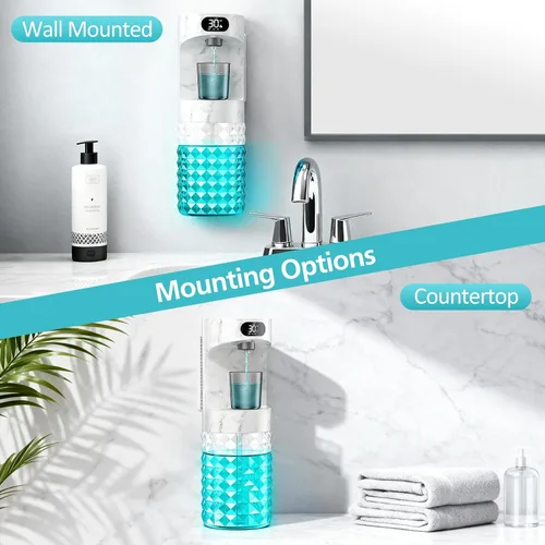 Vista 6 de Dispensador automático de enjuague bucal para baño, dispensador de enjuague bucal de 20.29 onzas, juego de accesorios de baño con tazas magnéticas