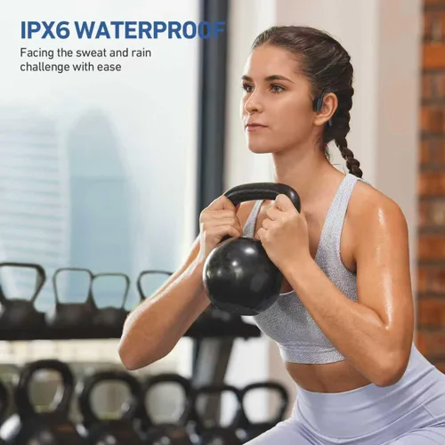 Vista 6 de Auriculares de conducción ósea Bluetooth 5.4, inalámbricos con micrófono, deportivos IPX6 impermeables, tiempo de reproducción de 12 horas
