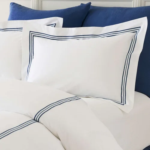 Vista 9 de Trio Funda de Almohada Azul Francés, Tamaño Estándar, Patrón de Rayas Azules