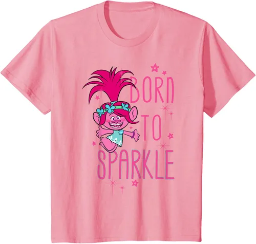 Vista 62 de DreamWorks Trolls Camiseta Born to Sparkle Negro