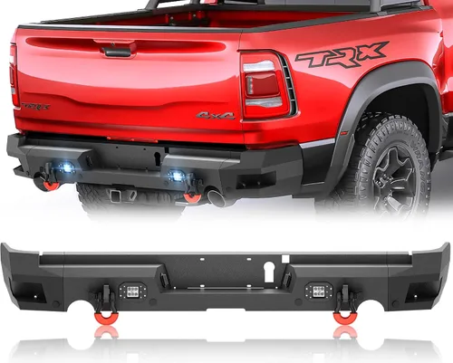 Vista 19 de YZONA Parachoques delantero y trasero compatible con Land Rover Discovery 2 1999-2004 Parachoques Rock Crawler con placa de cabrestante, receptor