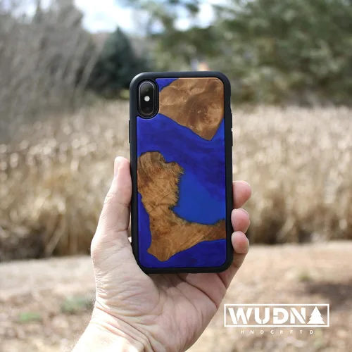 Vista 6 de WUDN Funda delgada de resina y madera para teléfono compatible con Apple iPhone 6, 6s, 7, 8, SE