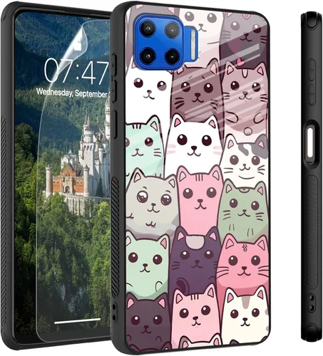 Vista 9 de Funda para Motorola Moto Edge 2022, cubierta trasera de vidrio templado con protector de pantalla, funda protectora a prueba de golpes para Motorola