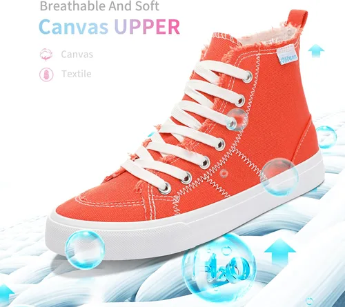 Vista 30 de Obtaom Zapatos de lona de alta calidad para mujer/hombre para jugar a media pantorrilla, zapatillas de deporte de moda casuales con cordones de alta