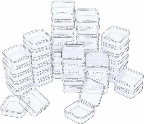 Vista 13 de LJY 100 cajas de plástico cuadradas transparentes, 1.77 x 1.77 x 0.8
