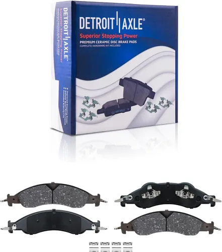 Vista 57 de Detroit Axle - Pastillas de freno para Ford F-150 99-03, 02 Lincoln Blackwood, Pastillas de freno de cerámica delanteras y traseras con repuesto