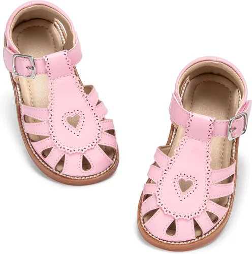 Vista 24 de Sandalias de verano para niñas con puntera abierta, sandalias planas de princesa con suela cómoda D742 Oro