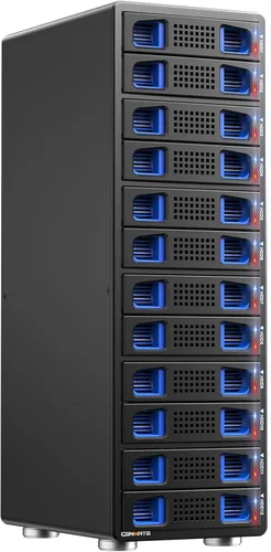 Vista 12 de CENMATE Caja de Disco Duro de Aluminio de Doble Bahía con Ventilador de Enfriamiento para HDD/SSD SATA de 2.5"/3.5" con USB A/C 3.0, Soporte