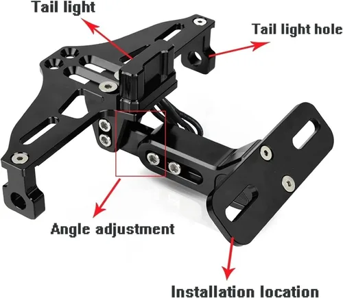 Vista 2 de Motorcycle Plate Mount Motorcycle Adjustable Angle Aluminum License Number Plate Frame Holder Bracket Light for Y-AMAHA FZ8 FZ 8 2011-2017 2016 2015