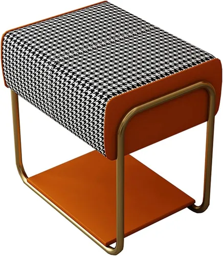 Vista 12 de ZAIHW Taburete cuadrado de cuero mate con patas doradas, cómodo banco de entrada con asiento acolchado, taburetes de maquillaje para tocador