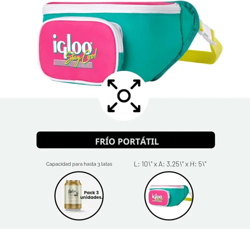 Vista 5 de Igloo Riñonera Refrigeradora Retro Bolsa Cruzada Aislada Riñoneras de Viaje