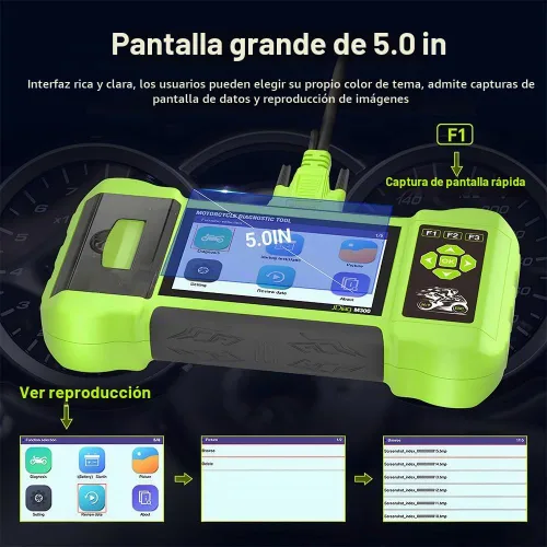Vista 8 de Herramienta de diagnóstico de función de escáner de motocicleta totalmente accesorio, lector de código OBD2, prueba de ABS, prueba de batería