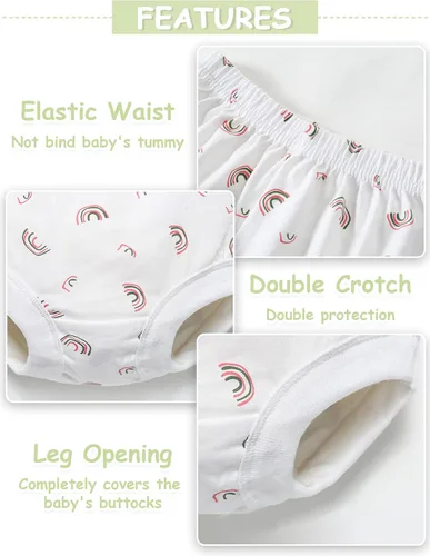 Vista 6 de ZETA DIKES Paquete de 4 fundas de pañales para niñas, ropa interior con estampado lindo y volantes