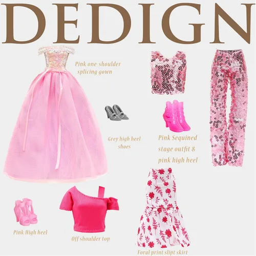 Vista 9 de 15 PCS 11.5 Inch Girl Dolls Stylish Doll Clothes Accessories Fashion Pack