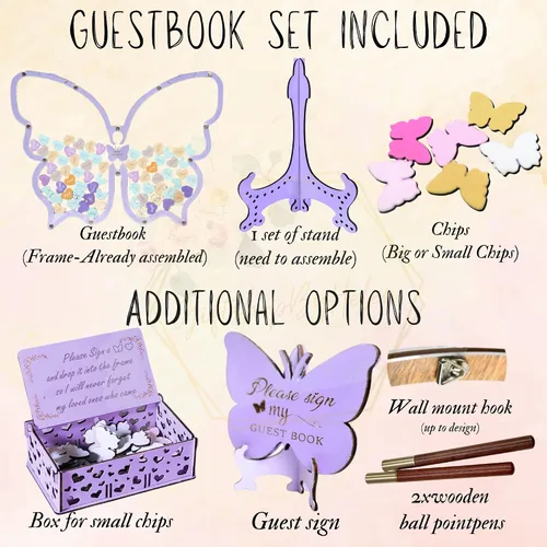 Vista 6 de Alternativa personalizada de libro de invitados con mariposas, libro de invitados para quinceañera, libro de invitados con mariposas para cumpleaños