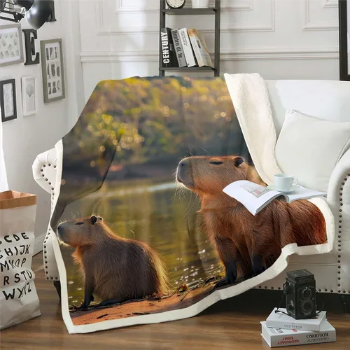 Vista 10 de Erosebridal Funny Capybaras Blanket Capybara Lover Gifts Cute Fleece Blanket for Kids Girls Boys, Capybara Decorations Blankets 40"x50", Kawaii