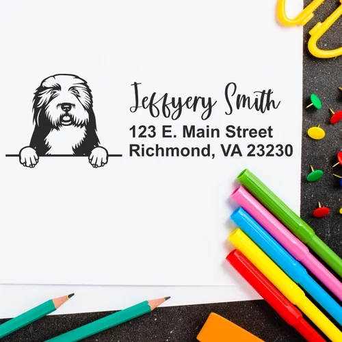 Vista 106 de American Bulldog Stamp Duo, Custom Return Address for Dog Lovers, Personalized Mail Mark for Letters and Cards