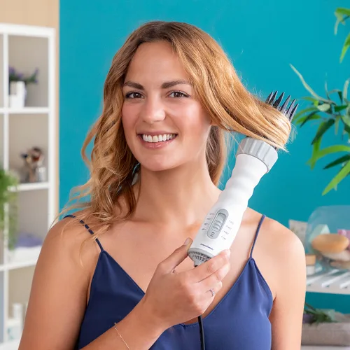 Vista 3 de Cepillo Secador, Moldeador y Rizador de Pelo 3 en 1 Dryple InnovaGoods 550 W