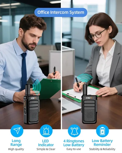 Vista 3 de KSUN - Intercomunicador inalámbrico para el hogar, batería recargable Raido bidireccional de 5000 pies, 3000 mAh, ideal para intercomunicadores