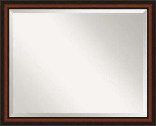 Vista 17 de Amanti Art Espejo de pared marrón de 26 x 22 pulgadas, espejo rectangular de baño de Alejandría marrón rústico para decoración de pared, sala