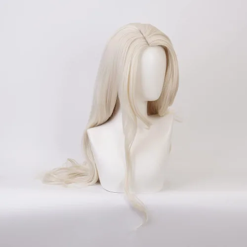 Vista 2 de iirukaa Peluca de cosplay Elsa larga rubia ondulada para disfraz de Halloween para niñas