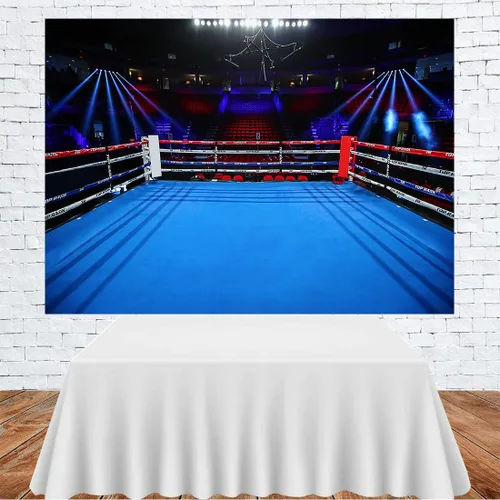 Vista 4 de Telones de fondo de anillo de boxeo para fotografía de 5 x 3 pies, para niños, niños, fiesta de cumpleaños, retrato de adultos, cartel de fiesta