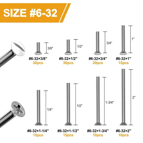 Vista 2 de VIGRUE 145 piezas de tornillos de salida extra largos - Tornillos de máquina blancos para placa de pared y montaje de dispositivos