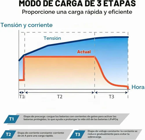 Vista 4 de LVYUAN Cargador de batería LiFePO4 de 12V 20A con certificación UL