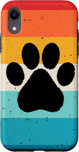 Vista 25 de iPhone 16 Gato Perro Paw Print en estilo retro Vintage Case