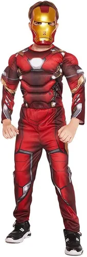 Vista 2 de AEUFIDM Muscle Costume Jumpsuit Boy Superhero Cosplay Costume Includes Mask