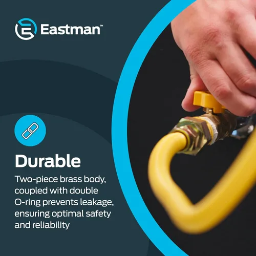 Vista 5 de Eastman Válvula de bola de gas recta de 1 pulgada FIP con mango de cuarto de vuelta, accesorios de plomería de latón, 60013
