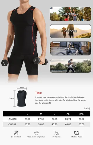 Vista 7 de Paquete de 5 camisetas de compresión atléticas para hombre, sin mangas, para correr, baloncesto, entrenamiento, capa base