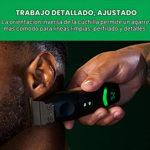 Vista 5 de BaBylissPRO - Recortadora de bigote y barba para hombre con una hoja en T de titanio de dientes profundos y tiempo de funcionamiento de 3 horas
