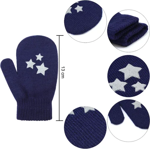 Vista 2 de Cooraby - 6 pares de guantes unisex mágicos de punto, elásticos, de invierno, para bebé