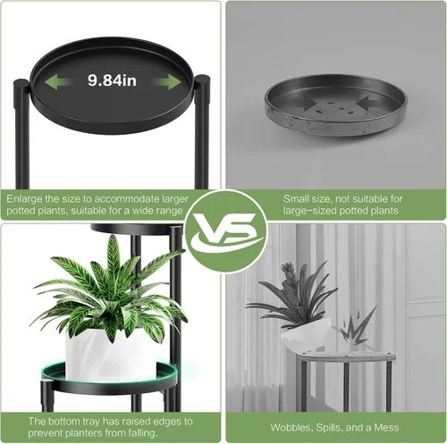 Vista 4 de Soporte esquinero de metal de 3 niveles para interiores y exteriores, soporte para múltiples macetas de 30 pulgadas de alto, organizador de plantas