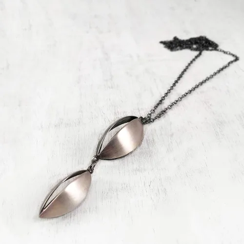 Vista 7 de Nature Inspired Geometric Earrings, Hook Dangle Drop, Sterling Silver Satin and Dark Oxidized Finish, Handmade in Peru. Great for Gift Sets.