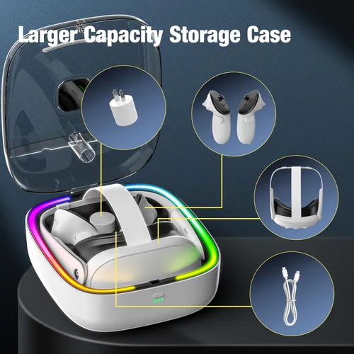 Vista 2 de Uxilep Quest 3 Charging Dock,Upgrade Charging Station for Meta Oculus Quest 3 Storage Case,Magnetic Charging Case for Meta Quest 3 VR Headset with