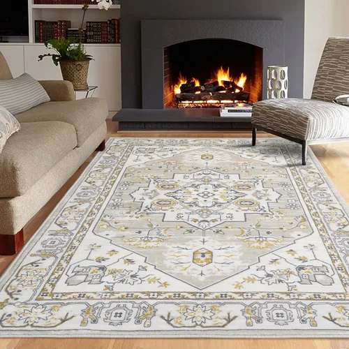 Vista 9 de COZYLOOM Alfombra de área de 2 x 6 pies, tribal, envejecida, para entrada, medallón vintage, alfombra para interiores, alfombra de pelo bajo, suave