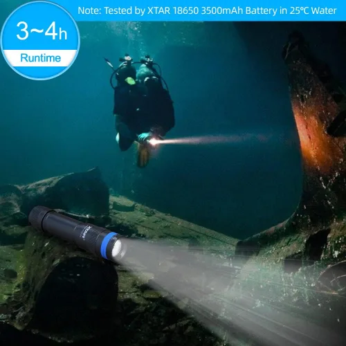 Vista 5 de XTAR D20 1000 lúmenes buceo luz impermeable buceo antorcha submarino buceo luces submarino buceo linterna submarina