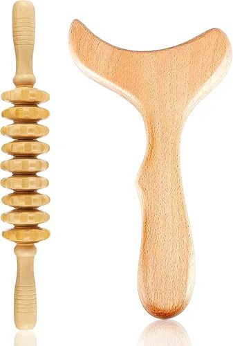 Vista 8 de Herramientas de masaje de terapia de madera 6 en 1 masajeador de drenaje linfático kit de maderoterapia, masajeador de madera herramientas