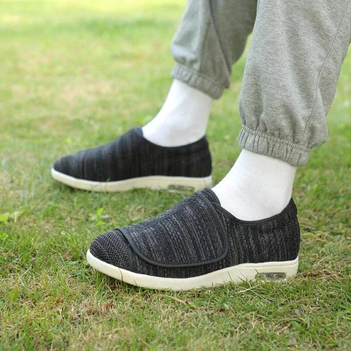 Vista 7 de WLESVAGO - Zapatillas de deporte para hombre extra anchas con cierres totalmente ajustables para hombre