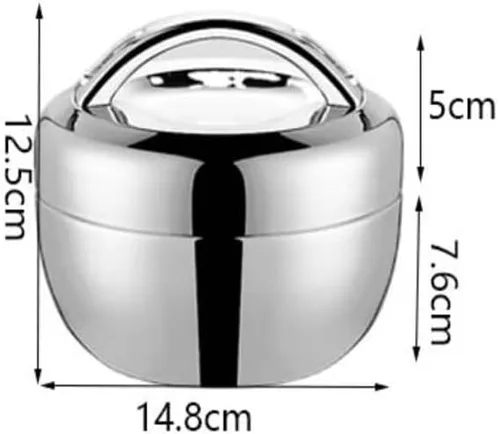 Vista 2 de Lonchera de acero inoxidable, lonchera aislada de 2 capas para alimentos calientes, lonchera portátil de 1 litro, contenedor aislado de acero