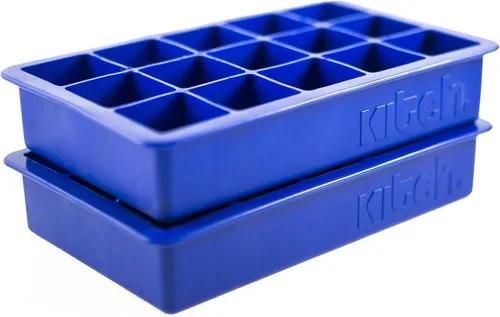Vista 5 de Kitch Cube, bandeja de hielo, paquete de 2 cubos de hielo de silicona, color azul cobalto