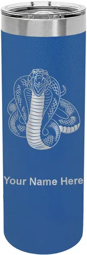 Vista 18 de LaserGram Vaso delgado aislado al vacío de 22 onzas, serpiente cobra, grabado personalizado incluido (negro)